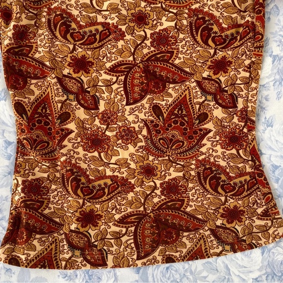 Vintage Long Sleeved Top Y2K Fairy Key Hole Tied Top Paisley Design Blouse Kona - Picture 5 of 10